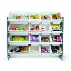 Soho Toy Storage Organizer with 16 Storage Bins Gray/White - Humble Crew