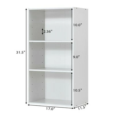 Costway 2 PCS 3 Tier Open Shelf Bookcase Multi-functional Storage Display Cabinet White 3 Costway 2 PCS 3 Tier Open Shelf Bookcase Multi-functional Storage Display Cabinet White
