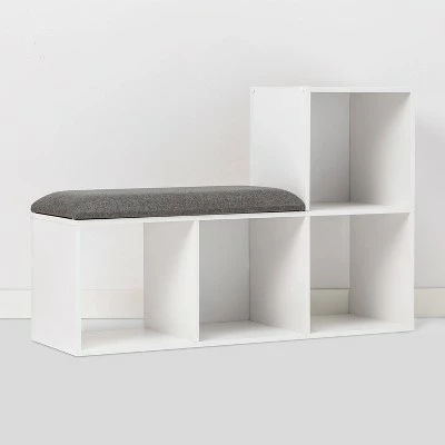 Cube Bookshelf with Bench - Room Essentials™ White 4 Cube Bookshelf with Bench - Room Essentials™ White - Image 2