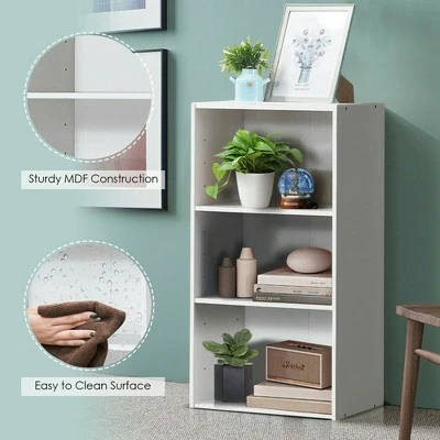 Costway 2 PCS 3 Tier Open Shelf Bookcase Multi-functional Storage Display Cabinet White 8 Costway 2 PCS 3 Tier Open Shelf Bookcase Multi-functional Storage Display Cabinet White - Image 6