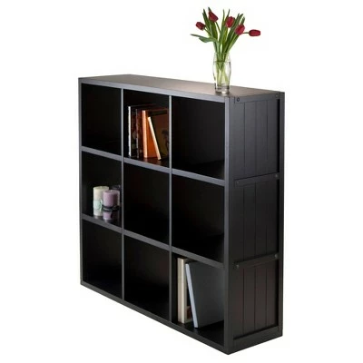 40" Timothy Shelf 3X3 Slots Black - Winsome 3 40" Timothy Shelf 3X3 Slots Black - Winsome