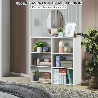 Costway 2 PCS 3 Tier Open Shelf Bookcase Multi-functional Storage Display Cabinet White 9 Costway 2 PCS 3 Tier Open Shelf Bookcase Multi-functional Storage Display Cabinet White - Image 7