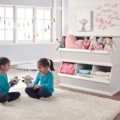 Badger Basket 3 Bin Stackable Storage Cubby White/Gray Woodgrain -Bookshelves Sales Shop unnamed file 1721