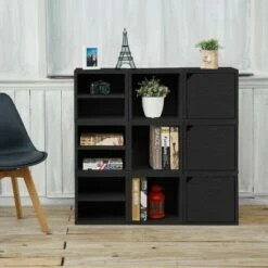 Way Basics Eco Stackable Connect Door Cube Modular Cubby Organizer Storage System Black -Bookshelves Sales Shop unnamed file 1734