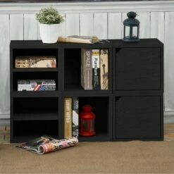 Way Basics Eco Stackable Connect Door Cube Modular Cubby Organizer Storage System Black -Bookshelves Sales Shop unnamed file 1735