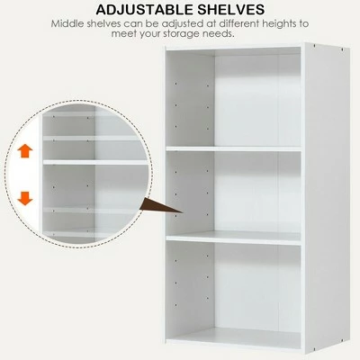 Costway 2 PCS 3 Tier Open Shelf Bookcase Multi-functional Storage Display Cabinet White 11 Costway 2 PCS 3 Tier Open Shelf Bookcase Multi-functional Storage Display Cabinet White - Image 9