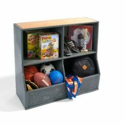 Badger Basket Metal and Bamboo MultiBin Storage Cubby Charcoal/Natural -Bookshelves Sales Shop unnamed file 1790