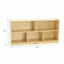 ECR4Kids Birch 5-Section Classroom Storage Cabinet with Casters, Organizer Shelf, Natural