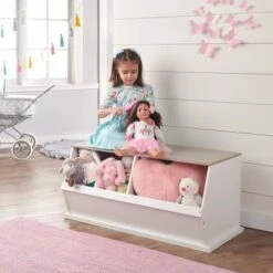 Badger Basket Two Bin Stackable Storage Cubby White/Gray Woodgrain -Bookshelves Sales Shop unnamed file 1804