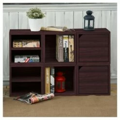 Way Basics Eco Stackable Connect Cube with Shelf Modular Cubby Organizer Storage System Espresso Wood Grain -Bookshelves Sales Shop unnamed file 1876