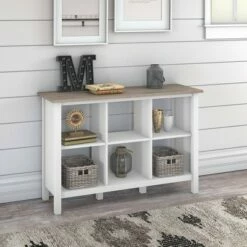30" 6 Cube Mayfield Bookshelf Shiplap Gray/Pure White - Bush Furniture