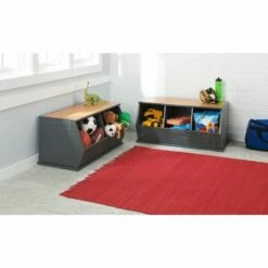 Badger Basket Metal and Bamboo 2 Bin Stackable Storage Cubby Charcoal/Natural -Bookshelves Sales Shop unnamed file 1891