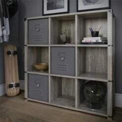 Little Seeds Nova 9 Cube Storage Bookcase – Grey Oak