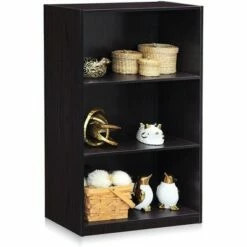 Furinno Basic Simple Sleek Wooden 3 Tier Open Bookcase Display Storage Shelf for Home Rooms and Office Organization, Dark Walnut -Bookshelves Sales Shop unnamed file 1906