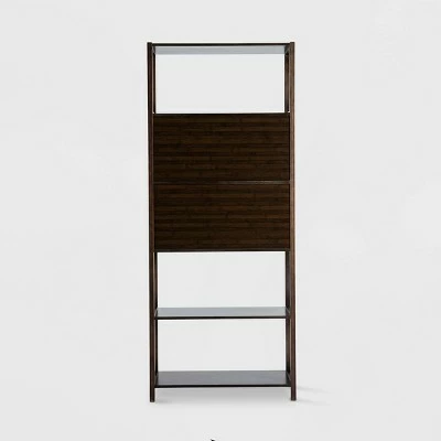 Selma Bamboo Bookcase Left Facing Spindle Cabinet - Boraam Natural 3 Selma Bamboo Bookcase Left Facing Spindle Cabinet - Boraam Natural