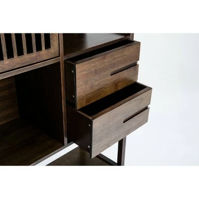 Selma Bamboo Bookcase Left Facing Spindle Cabinet - Boraam Natural 6 Selma Bamboo Bookcase Left Facing Spindle Cabinet - Boraam Natural - Image 4