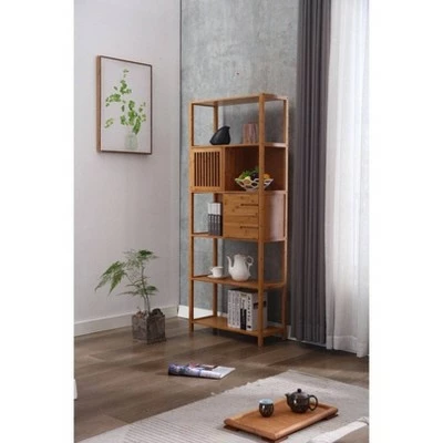 Selma Bamboo Bookcase Left Facing Spindle Cabinet - Boraam Natural 11 Selma Bamboo Bookcase Left Facing Spindle Cabinet - Boraam Natural - Image 9