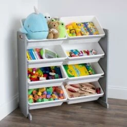 Toy Storage Organizer with 8 Large Storage Bins Gray/White - Humble Crew -Bookshelves Sales Shop unnamed file 196