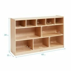 ECR4Kids Birch 5+5 Storage and Cubby Tray Cabinet with Rolling Casters, Mobile Classroom Organizer