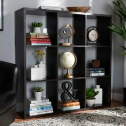 Janne 9 Cube Multipurpose Storage Shelf Dark Brown - Baxton Studio -Bookshelves Sales Shop unnamed file 1980