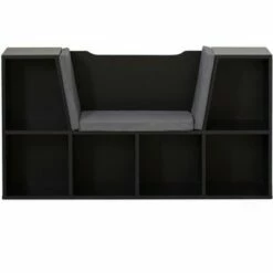 Basicwise Modern Multi-Purpose Bookshelf with Storage Space and Gray Cushioned Reading Nook -Bookshelves Sales Shop unnamed file 2028