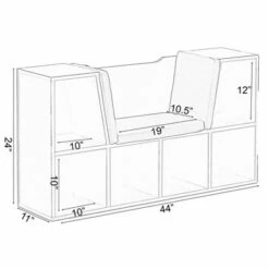Basicwise Modern Multi-Purpose Bookshelf with Storage Space and Gray Cushioned Reading Nook -Bookshelves Sales Shop unnamed file 2030