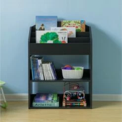 Basicwise Modern Wooden Storage Bookcase with Shelf, Playroom Bedroom Living and Office