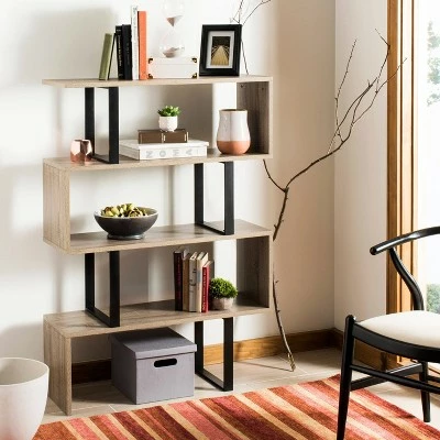 Louise Wood Etagere Oak - Safavieh 3 Louise Wood Etagere Oak - Safavieh