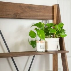 68.25" Boho 4 Tier Solid Wood Ladder Bookshelf Plant Stand - Saracina Home Gray -Bookshelves Sales Shop unnamed file 2118