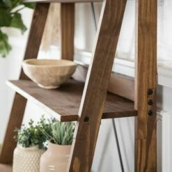 68.25" Boho 4 Tier Solid Wood Ladder Bookshelf Plant Stand - Saracina Home Gray -Bookshelves Sales Shop unnamed file 2121