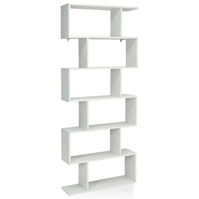 Costway 6 Tier S-Shaped Bookshelf Storage Display Bookcase Decor Z-Shelf 13 Costway 6 Tier S-Shaped Bookshelf Storage Display Bookcase Decor Z-Shelf - Image 11