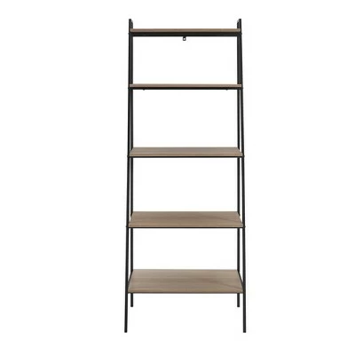 72" Open Storage Ladder Bookshelf - Saracina Home Dark Walnut 4 72" Open Storage Ladder Bookshelf - Saracina Home Dark Walnut - Image 2