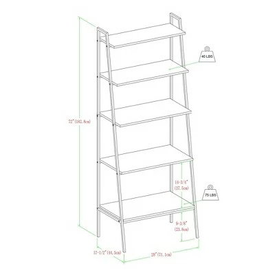 72" Open Storage Ladder Bookshelf - Saracina Home Dark Walnut 7 72" Open Storage Ladder Bookshelf - Saracina Home Dark Walnut - Image 5