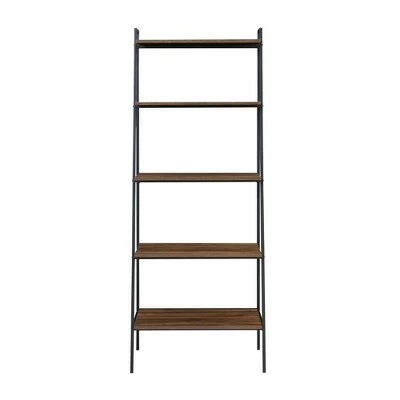 72" Open Storage Ladder Bookshelf - Saracina Home Dark Walnut 11 72" Open Storage Ladder Bookshelf - Saracina Home Dark Walnut - Image 9