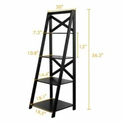 Costway 4-Tier Ladder Shelf Bookshelf Bookcase Storage Display Leaning Home Office Decor