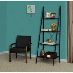 Regency 72" Nomad Ladder Bookcase - Niche Black -Bookshelves Sales Shop unnamed file 2158