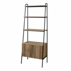 72" Open Shelf and Closed Storage Cabinet Ladder Bookcase - Saracina Home Dark Walnut -Bookshelves Sales Shop unnamed file 2180