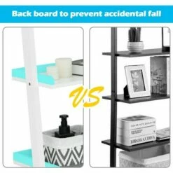 Costway Versatile White 5-Tier Bookshelf Leaning Wall Shelf Ladder Bookcase Storage Display Furni -Bookshelves Sales Shop unnamed file 2185