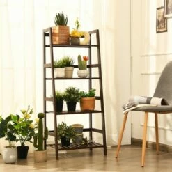 Costway 4-Tier Bamboo Ladder Shelf Plant Display Stand Rack Bookshelf Dark Brown 12 Costway 4-Tier Bamboo Ladder Shelf Plant Display Stand Rack Bookshelf Dark Brown -Bookshelves Sales Shop unnamed file 2209
