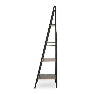 71.5" Newnan Modern Industrial 4 Shelf Etagere Ladder Bookcase - Christopher Knight Home White/black 8 71.5" Newnan Modern Industrial 4 Shelf Etagere Ladder Bookcase - Christopher Knight Home White/black - Image 6