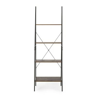 71.5" Newnan Modern Industrial 4 Shelf Etagere Ladder Bookcase - Christopher Knight Home White/black 10 71.5" Newnan Modern Industrial 4 Shelf Etagere Ladder Bookcase - Christopher Knight Home White/black - Image 8