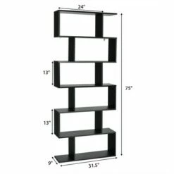 Costway 2 PCS 6 Tier S-Shaped Bookshelf Storage Display Bookcase Z-Shelf