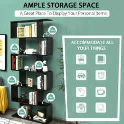 Costway 2 PCS 6 Tier S-Shaped Bookshelf Storage Display Bookcase Z-Shelf -Bookshelves Sales Shop unnamed file 2252