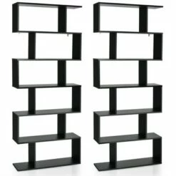 Costway 2 PCS 6 Tier S-Shaped Bookshelf Storage Display Bookcase Z-Shelf -Bookshelves Sales Shop unnamed file 2257