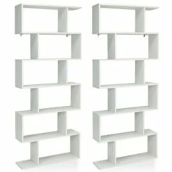 Costway 2 PCS 6 Tier S-Shaped Bookshelf Storage Display Bookcase Z-Shelf -Bookshelves Sales Shop unnamed file 2258
