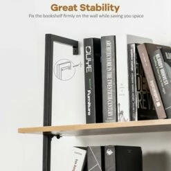 Costway 4-Tier Ladder Shelf Bookshelf Industrial Wall Shelf w/Metal Frame Rustic Brown -Bookshelves Sales Shop unnamed file 2264