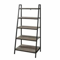 56" Metal and Wood Tiered Ladder Bookcase - Saracina Home Dark Walnut 15 56" Metal and Wood Tiered Ladder Bookcase - Saracina Home Dark Walnut -Bookshelves Sales Shop unnamed file 2283