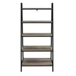 56" Metal and Wood Tiered Ladder Bookcase - Saracina Home Dark Walnut 16 56" Metal and Wood Tiered Ladder Bookcase - Saracina Home Dark Walnut -Bookshelves Sales Shop unnamed file 2284