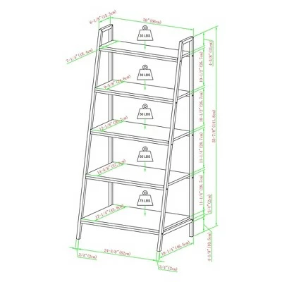 56" Metal and Wood Tiered Ladder Bookcase - Saracina Home Dark Walnut 9 56" Metal and Wood Tiered Ladder Bookcase - Saracina Home Dark Walnut - Image 7