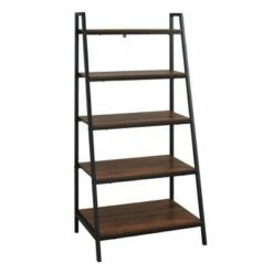 56" Metal and Wood Tiered Ladder Bookcase - Saracina Home Dark Walnut 20 56" Metal and Wood Tiered Ladder Bookcase - Saracina Home Dark Walnut -Bookshelves Sales Shop unnamed file 2288